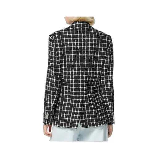 Versace Double-Breasted Checked Tweed Blazer