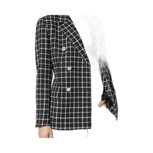 Versace Double-Breasted Checked Tweed Blazer