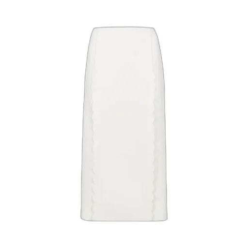 Scallop Embroidered Wool Straight Skirt