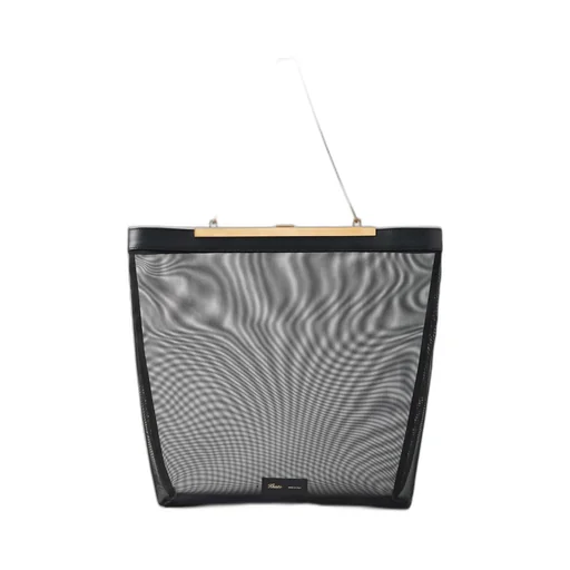 Chain Leather Trim Mesh Shoulder Bag