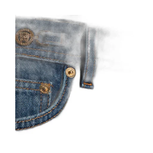 Versace Medusa Embellished Mini Denim Skirt