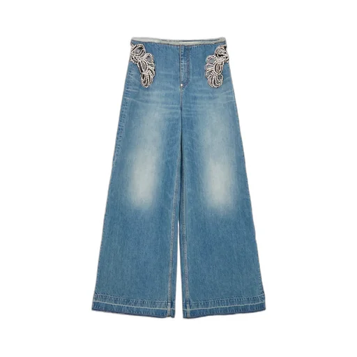 Stella Mccartney Embellished Frayed Detailed Jeans