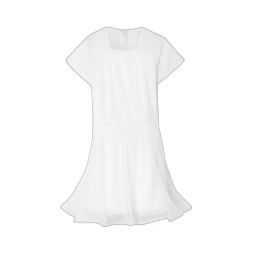 Logo Pleated And Spliced Silk Dress