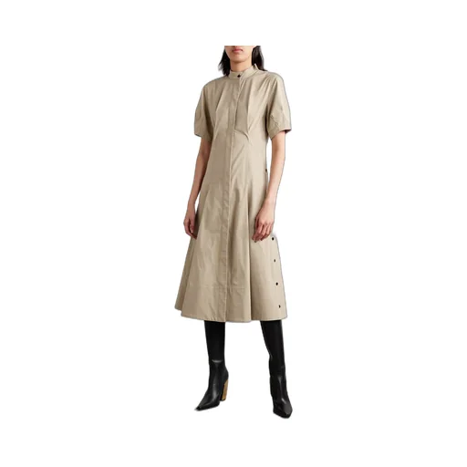 Button Detail Pleated Dress