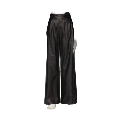 High-Waisted Leather Wide-Leg Trousers