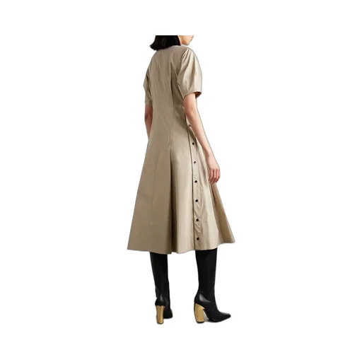 Button Detail Pleated Dress