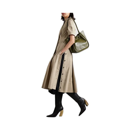 Button Detail Pleated Dress