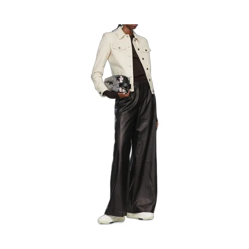 High-Waisted Leather Wide-Leg Trousers