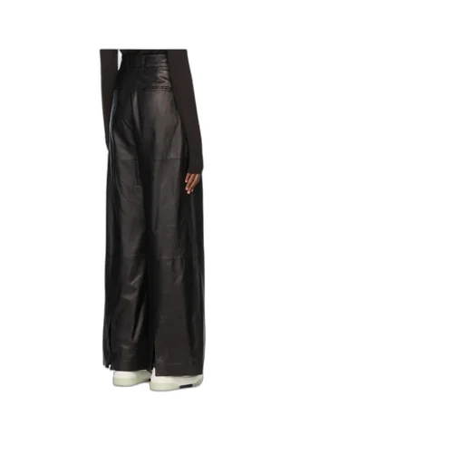 High-Waisted Leather Wide-Leg Trousers