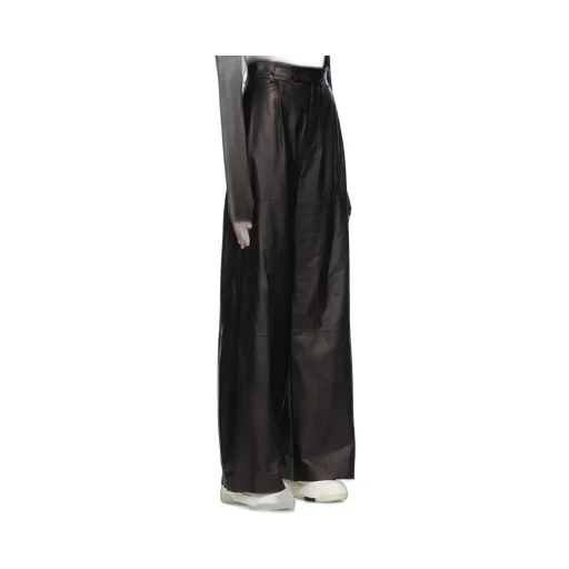 High-Waisted Leather Wide-Leg Trousers