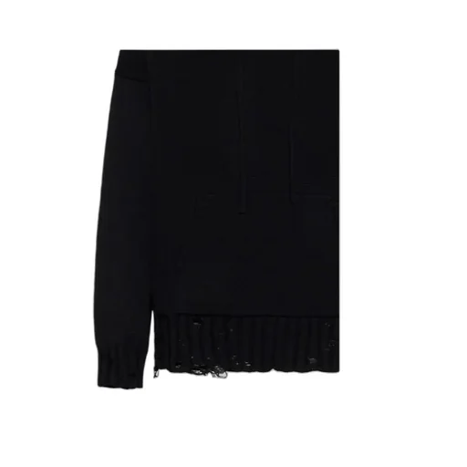 Marni Drawstring Distressed Knitted Hoodie