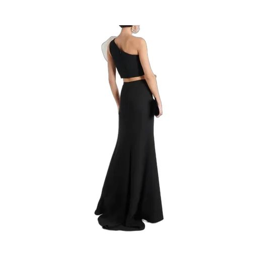 Single-Shoulder Ruffled Silk Top