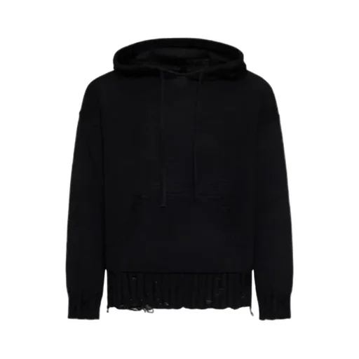Marni Drawstring Distressed Knitted Hoodie