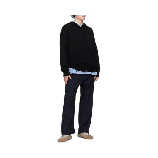 Marni Drawstring Distressed Knitted Hoodie