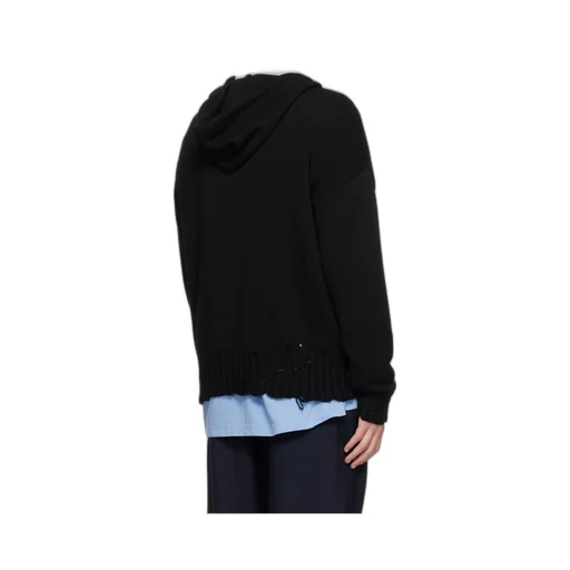 Marni Drawstring Distressed Knitted Hoodie