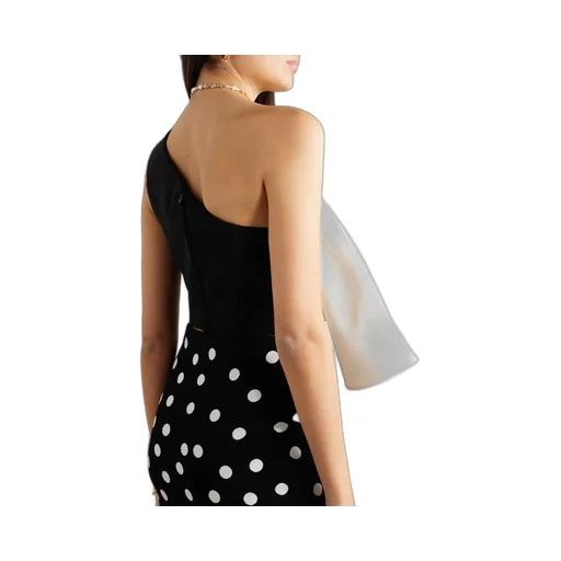 Single-Shoulder Ruffled Silk Top