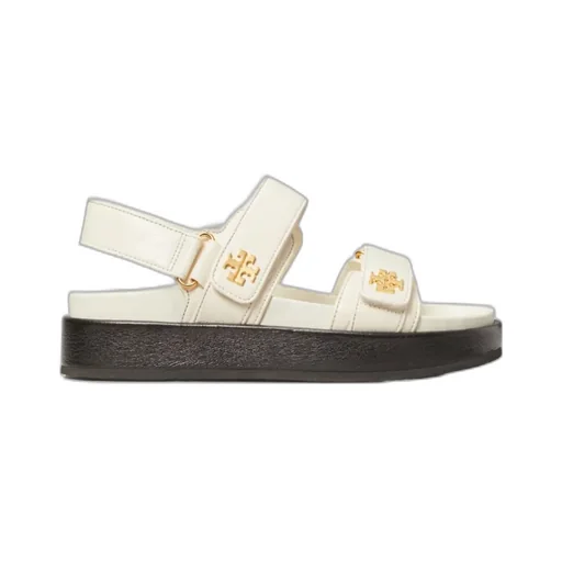 Tory Burch Logo Plaque Open-Toe Sandals