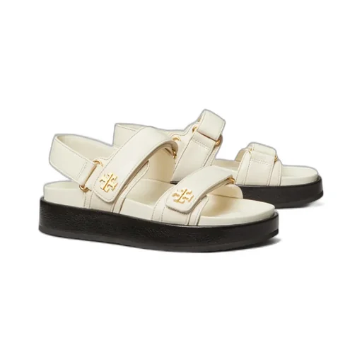 Tory Burch Logo Plaque Open-Toe Sandals