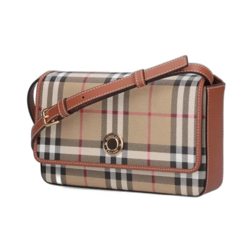 Burberry Checked Foldover-Top Shoulder Bag