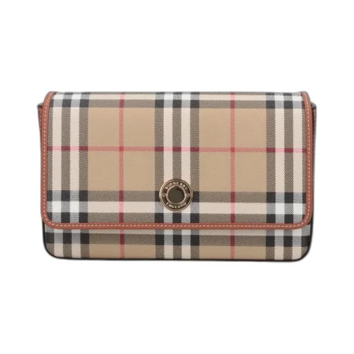 Burberry Checked Foldover-Top Shoulder Bag