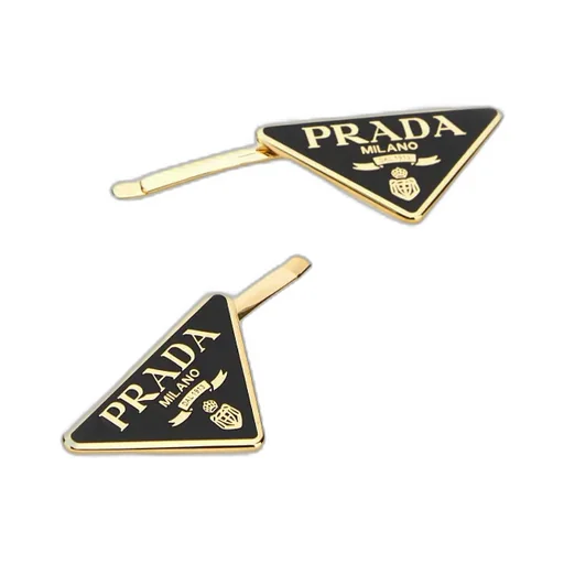 Prada Triangle Logo Hair Clip Set