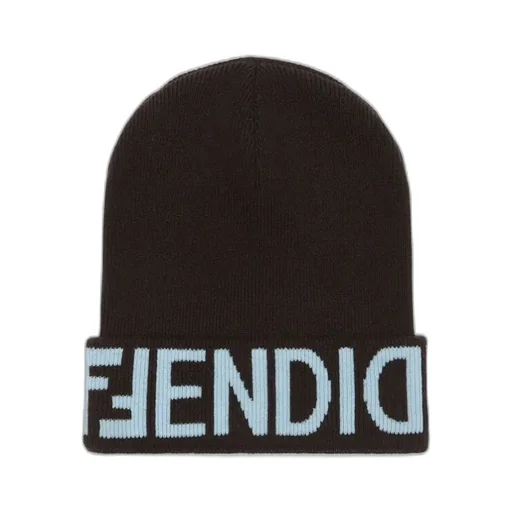 Fendi Logo Intarsia Knitted Beanie