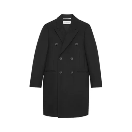 Saint Laurent Double-Breasted Long-Sleeved Coat