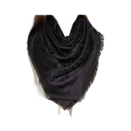 Fendi Ff Logo Printed Fringe Detailed Scarf