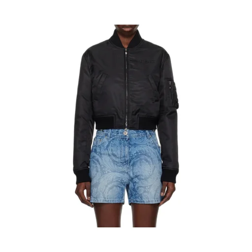 Versace Padded Cropped Zipped Bomber Jacket