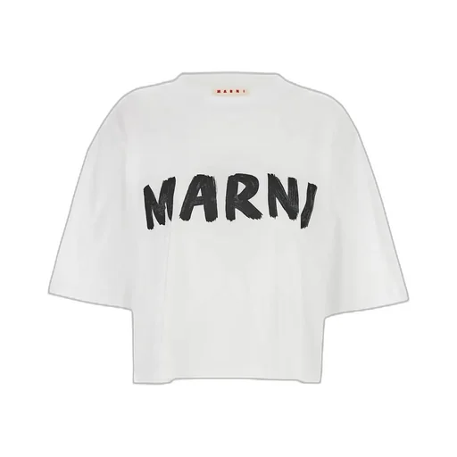Marni Logo Printed Crewneck Cropped T-Shirt