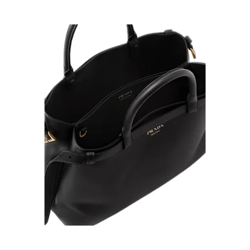 Prada Buckle Medium Leather Handbag With Double Belt