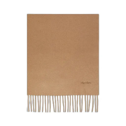 Max Mara Logo Embroidered Fringed Edge Scarf