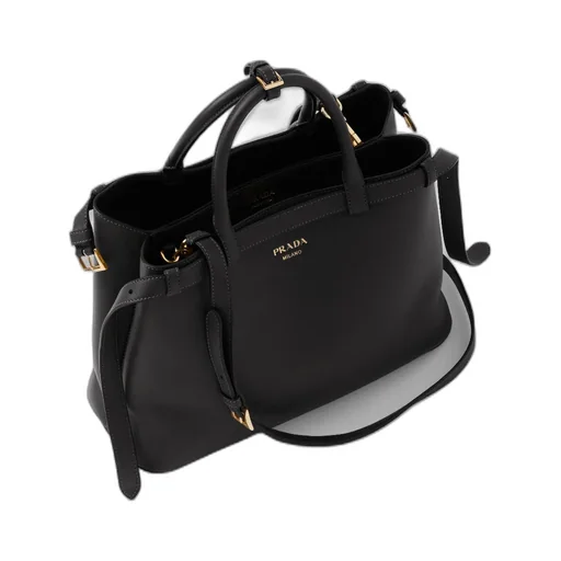 Prada Buckle Medium Leather Handbag With Double Belt