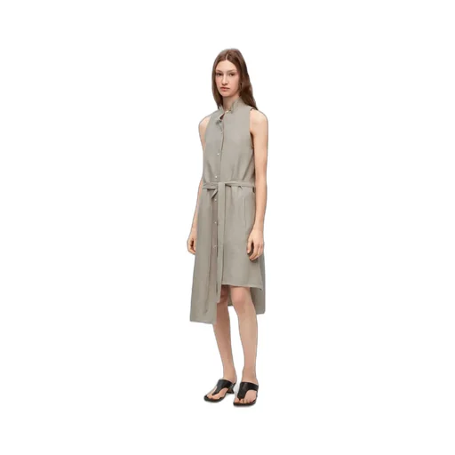 Asymmetric Shirt Dress In Linen