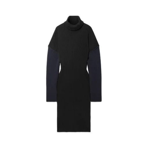High Lapel Long-Sleeved Dress