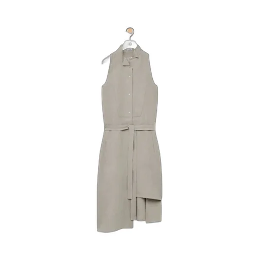 Asymmetric Shirt Dress In Linen