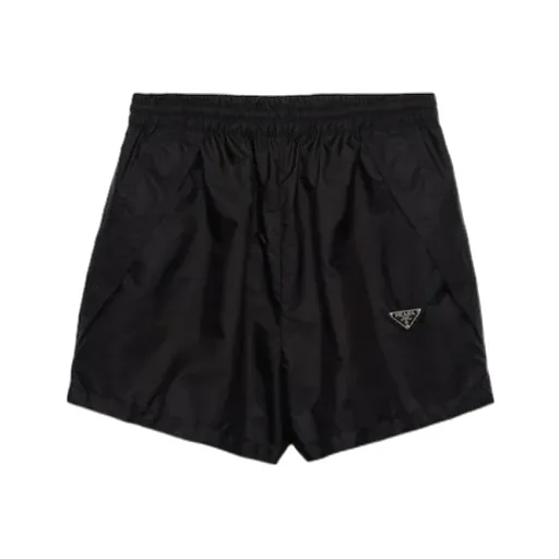 Prada High-Waist Logo-Plaque Track Shorts