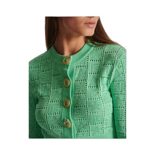 Balmain Buttonned Monogram Mesh Knit Cardigan