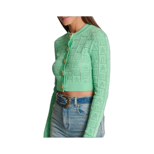 Balmain Buttonned Monogram Mesh Knit Cardigan