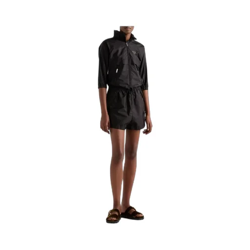 Prada High-Waist Logo-Plaque Track Shorts