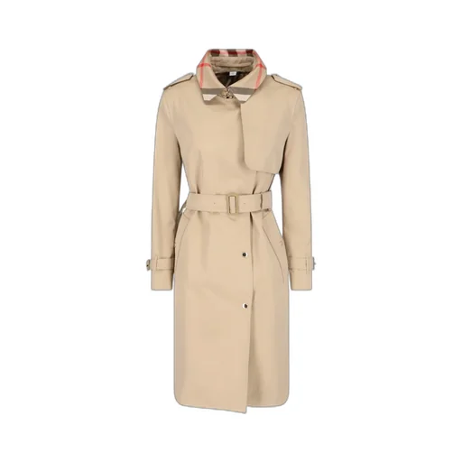 Burberry Belted Double-Breasted Checked Trench Coat