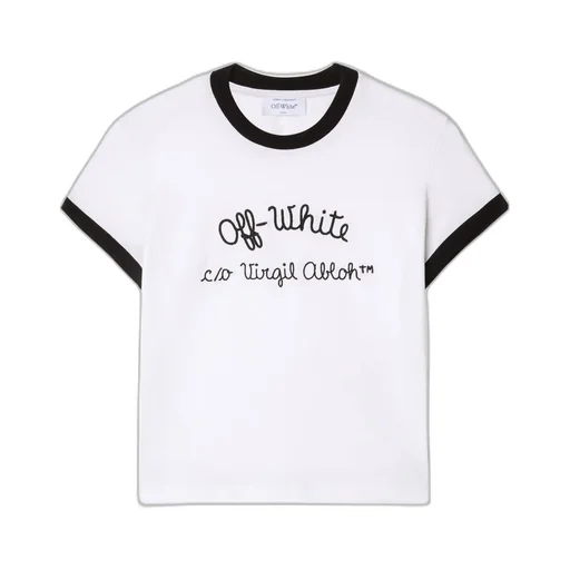 Off-White Embr Script Type Fitted T-Shirt