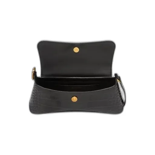 Logo Plaque Crocodile Effect Shoulder Bag