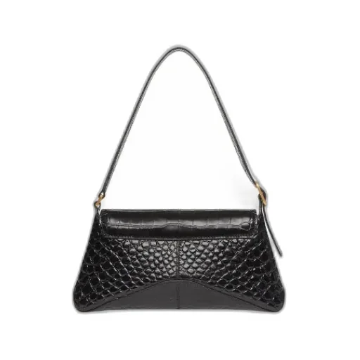 Logo Plaque Crocodile Effect Shoulder Bag