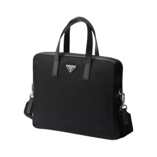 Prada Re-Nylon Logo-Triangle Zip-Up Briefcase