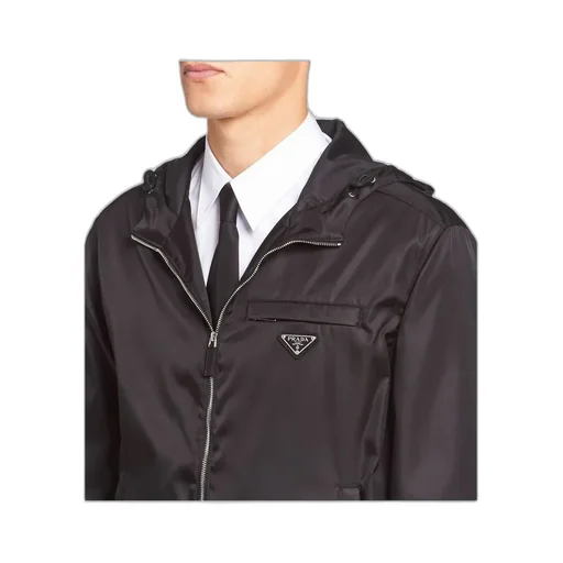 Prada Logo Plaque Zip-Up Jacket