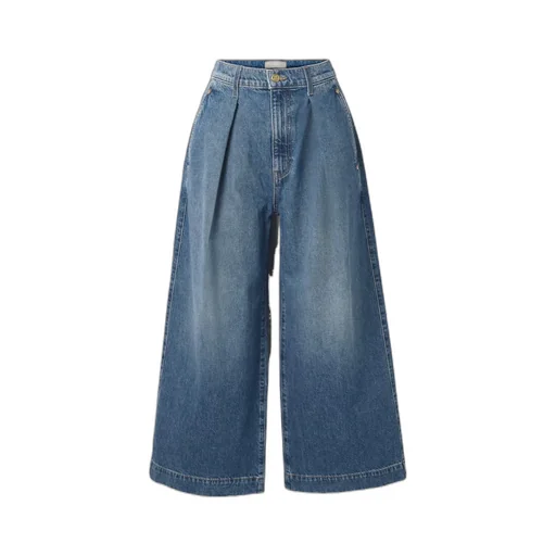 Pleated High-Waisted Wide-Leg Jeans