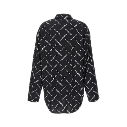 All-Over Logo Collared Long-Sleeve Shirt