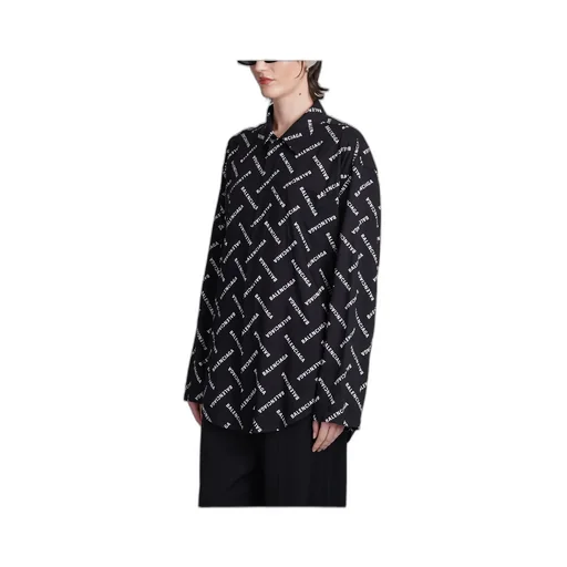 All-Over Logo Collared Long-Sleeve Shirt