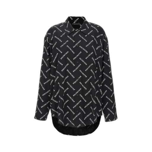 All-Over Logo Collared Long-Sleeve Shirt